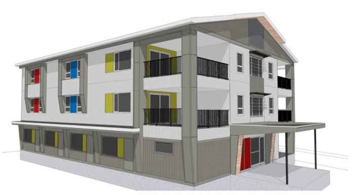 The artist rendering of the completed staff accommodation building. 

