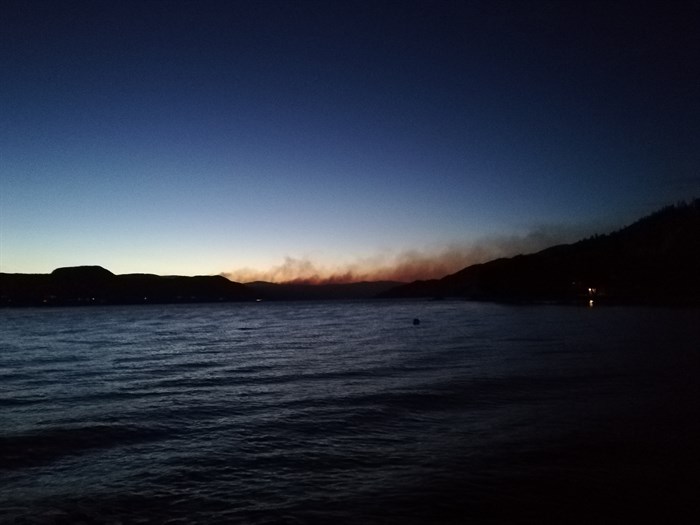 Photo of the Peachland fire taken Saturday night, Sep 2, from Mill Bay Rd in Naramata.
