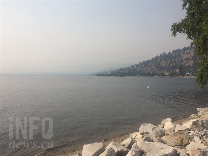 Smoke from the Peachland wildfire today, Sep. 3.