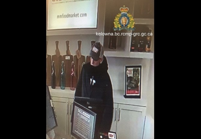 Kelowna RCMP were looking for this man who allegedly stole cash and a purse from the M & M Food Market on Harvey Avenue on Sunday, Oct. 15, 2017.