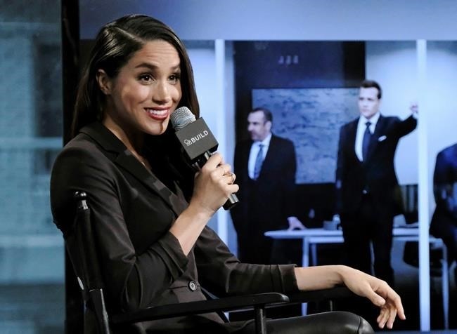 FILE - In this Thursday, March 17, 2016 file photo, actress Meghan Markle participates in AOL's BUILD Speaker Series to discuss her role on the television show, 