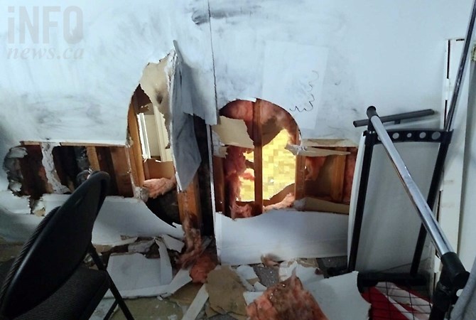 Several wall were damaged at a local chapel when thieves broke through the drywall Jan. 16, 2018.