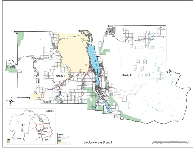 Area D is to be split into two parts east and west of Skaha Lake. The change takes effect in October 2018.
