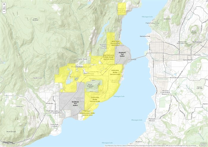 The areas in yellow are impacted by the water quality advisory.