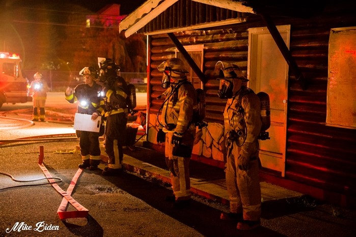 Penticton firefighters extinguished a blaze at the Old Log Cabin Motel on Skaha Lake Road, Tuesday, July 10, 2018.