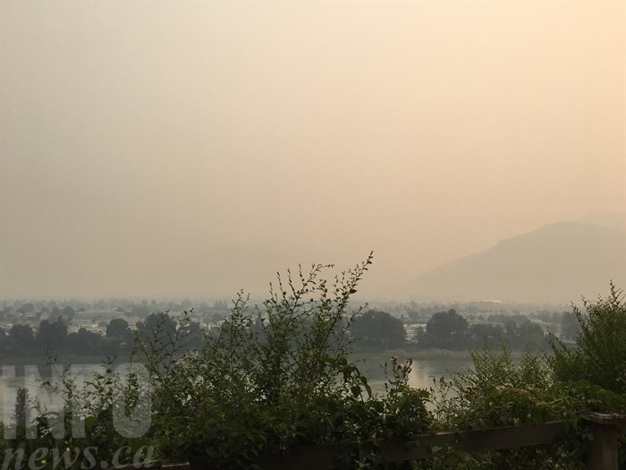Smoke hung over the Thompson River on July 17, 2017, making the adjacent mountains almost disappear.