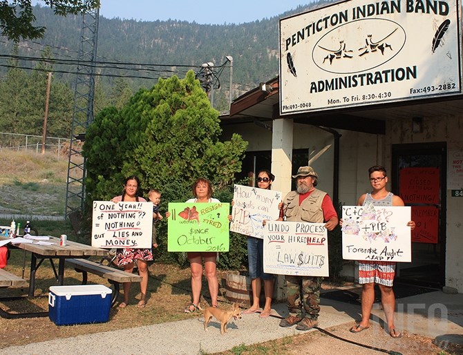 Penticton Indian Band members occupied the band's administrative offices Tuesday, July 31, 2018.