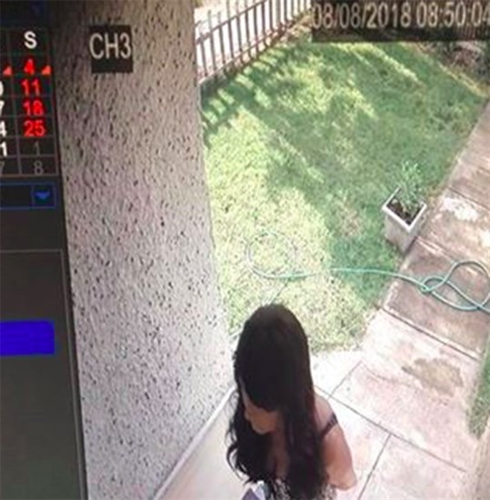 An Osoyoos resident's security video shows a woman at her door early yesterday morning, Aug. 8, 2018. The woman entered the residence without permission, asking to see the resident's baby, at one point allegedly producing a weapon.