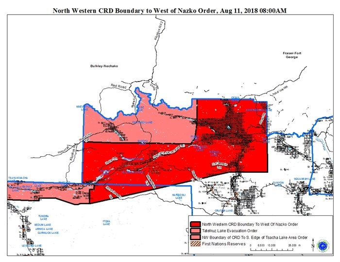A map of the extended evacuation order. 