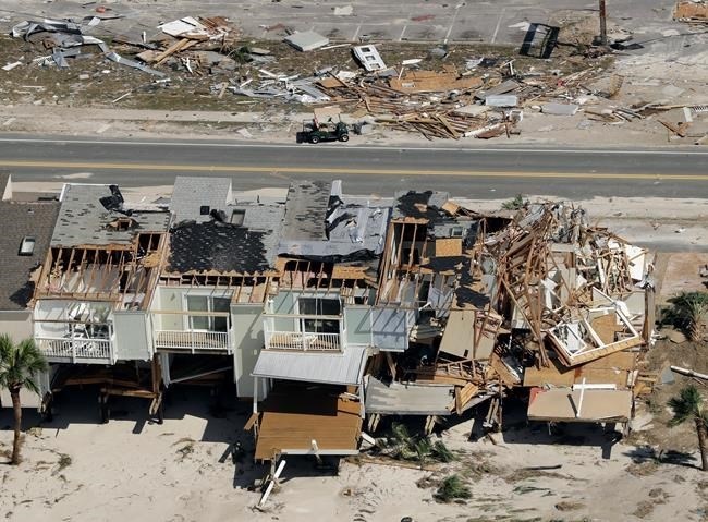 Homes destroyed by Hurricane Michael are shown in this aerial photo Thursday, Oct. 11, 2018, in Mexico Beach, Fla. The devastation inflicted by Hurricane Michael came into focus Thursday with rows upon rows of homes found smashed to pieces, and rescue crews began making their way into the stricken areas in hopes of accounting for hundreds of people who may have stayed behind.