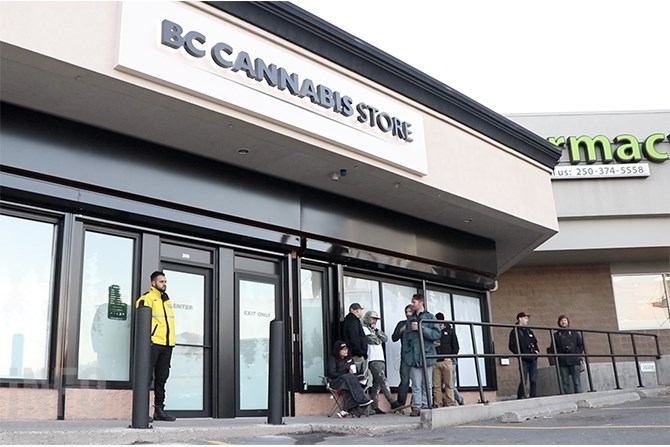 The line up at around 7:30 a.m. on opening day for B.C.'s first and only legal cannabis store, which was in Kamloops. It opened the same day as cannabis was legalized in Canada.