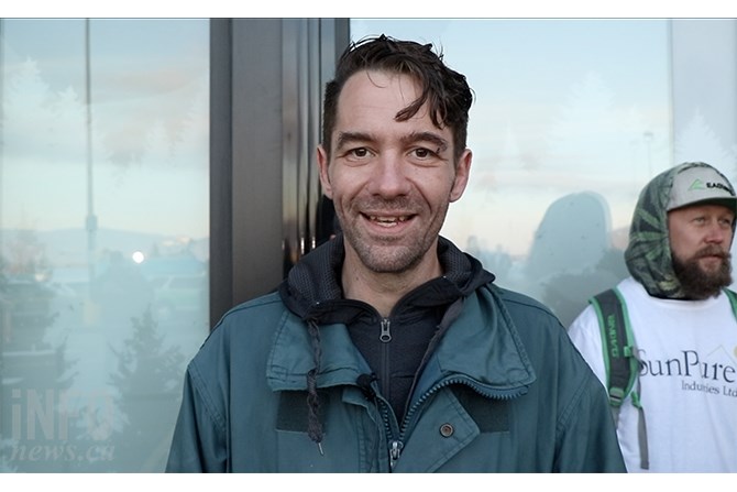 Craig McCarthy drove from Chilliwack to be first in line to buy legal cannabis. He slept in his car over night and when he woke up took second place in line. 