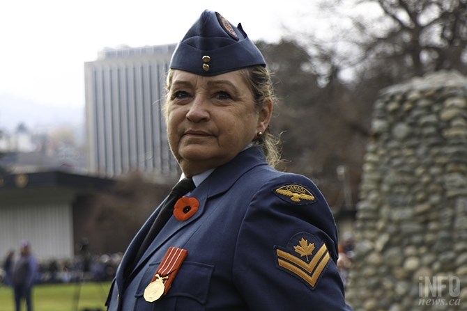 From 1984-2013 Dianne Francis served in the Royal Canadian Airforce retiring at age 60. Today she comes to the service in uniform to represent her element.