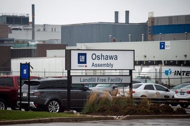 The Oshawa's General Motors car assembly plant in Oshawa, Ont., Monday Nov 26 , 2018. General Motors will close its production plant in Oshawa, Ont., along with four facilities in the U.S. as part of a global reorganization that will see the company focus on electric and autonomous vehicle programs.