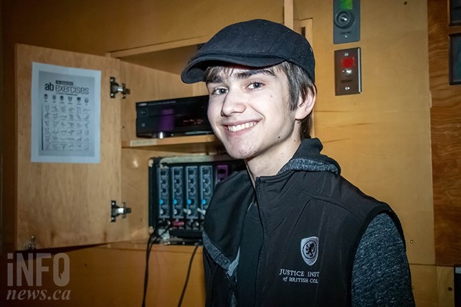 Working back stage for the performance is Jack Henderson, age 15, who specializes in drama at Kamloops School of the Arts. He got the job by being in the right place at the right time. 