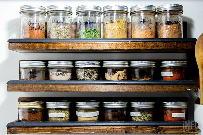 Spices stored in reusable Mason jars at Feller and Birmingham's home in Kamloops.