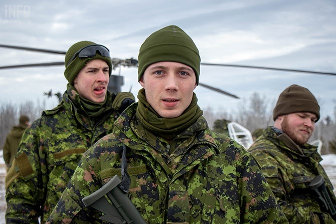 Some of the participants include Pte. Jordan Brears (centre), 23, a carpenter from Quesnel, B.C. and Pte. James Armstrong Cormier (left), 22, a Kinesiology student from Prince George. 