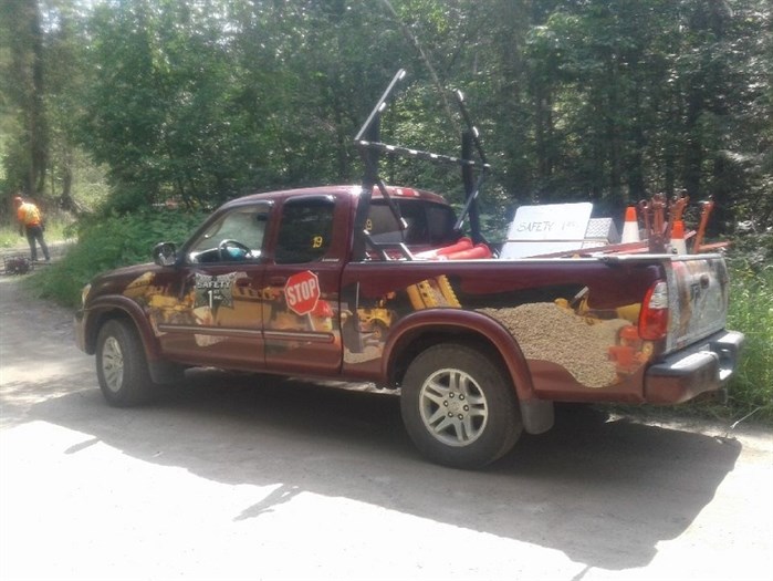 RCMP are hoping someone has seen a missing Armstrong man's truck. Brian Kyme Franklin is believed to be in possession of this red 2005 Toyota Tundra with graphics of LEGO builders and construction equipment with B.C. licence plate MC 2169.