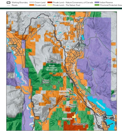 The proposed park boundary of a national park reserve in the South Okanagan Similkameen.