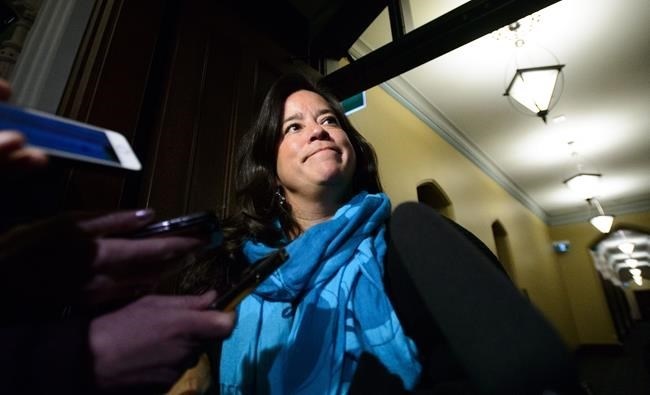 Liberal MP Jody Wilson-Raybould arrives at a caucus meeting on Parliament Hill in Ottawa on Wednesday, Feb. 20, 2019.