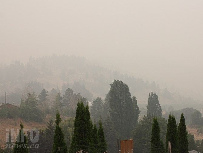 FILE PHOTO - A view of the Okanagan Valley just south of Penticton on the weekend of Aug. 18-19, 2018, when smoke from near and distant fires choked the valley for several days.
