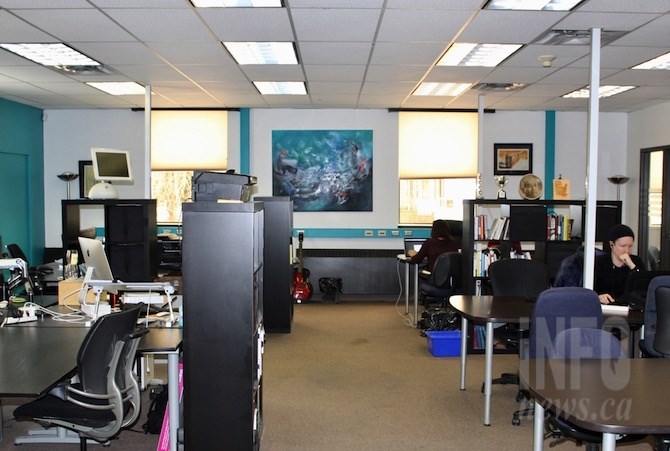One of two open work spaces at Okanagan CoLab.