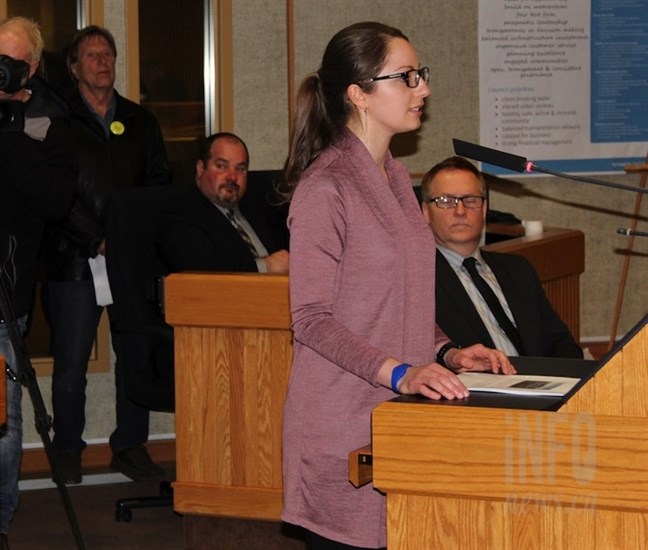 City of Kelowna planner Laura Bentley outlined proposed regulations for short term rentals at a packed public hearing last night.