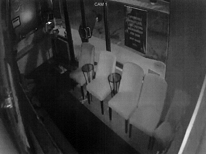 Two suspects broke into Wine Kitz and West Coast Beauty on March 12, 2019. The suspects also broke the lock on the front door of a third business but it appears they did not gain entry, say police.