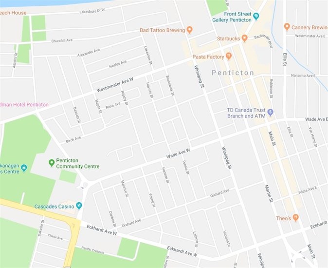 RCMP are asking the public to stay out of the area bordered by Eckhardt Avenue and Lakeshore Drive, and Main Street and Power Street.