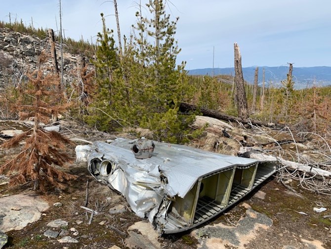 Kelowna hiker Josh Hoggan took this photo of aircraft wreckage on Okanagan Mountain on April 25, 2019.