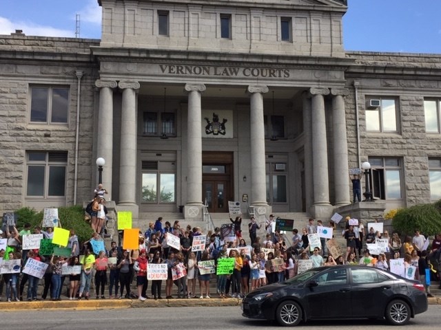 A student-led rally for the environment was held at the Vernon courthouse, Friday, May 3, 2019.
