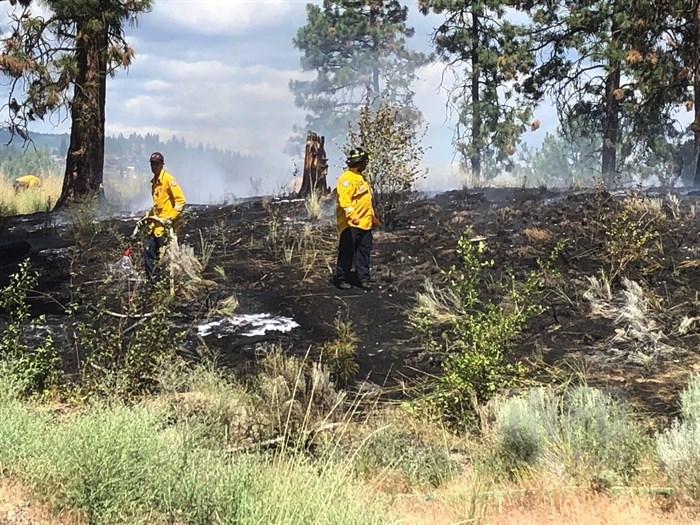 West Kelowna firefighters extinguish a blaze on Carrington Road, Tuesday, June 18, 2019.
