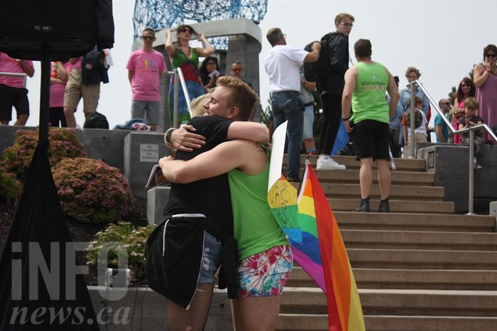 Hugs abounded at Pride.