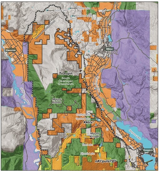 The proposed boundary for a national park reserve in the South Okanagan and Similkameen announced Tuesday, July 2, 2019.