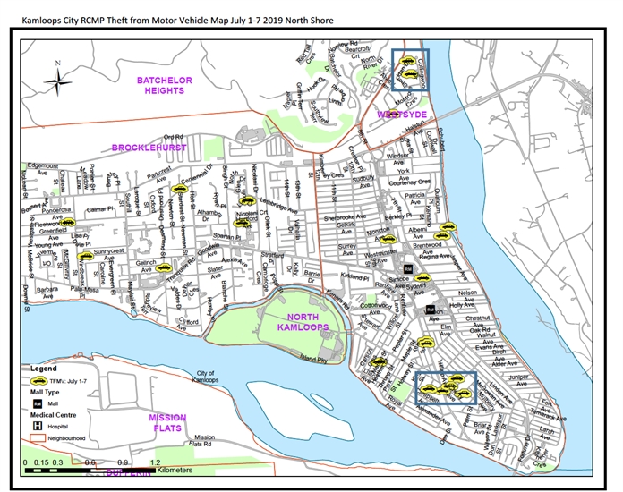 City Of Kamloops Property Maps Kamloops Rcmp Release Map Of Thefts From Vehicles Across The City |  Infonews | Thompson-Okanagan's News Source