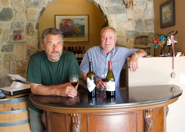 Winemaker Dave Basaraba (left) with winery proprietor Michael Wigen at Wynnwood Cellars