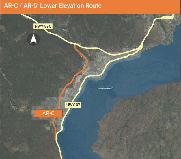 This is a lower elevation route proposed by the Ministry of Transportation.