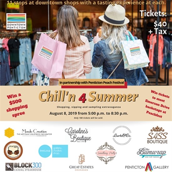 The Chill 'n 4 Summer event involves up to 11 stops at downtown shops with a tasting experience at each one.