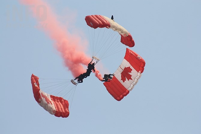 The Canadian Forces Skyhawks parachute team are performing tomorrow afternoon in Penticton as the first day of Peach Festival gets underway, Aug. 7, 2019.