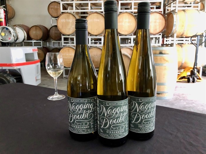 Chardonnay, Siegerrebe & Inclination are Nagging Doubt's three award-winning white wines. 