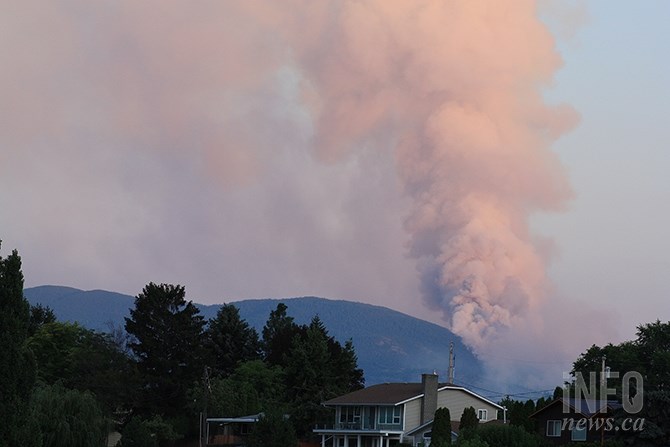 The Eagle Bluff wildfire south of Okanagan Falls on Tuesday evening, Aug. 6, 2019.The above photo was taken from Kaleden.