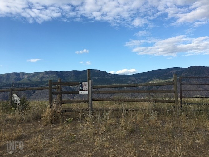 You'll see this gate once you pull into the parking area to access the trail to the balancing rock and hoodoos. 