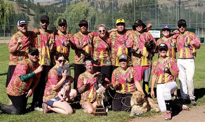 The Kamloops Kamshine Savages say their name was inspired by WWE star Macho Man Randy Savage. The team is seen here displaying their jerseys that have a photo of the wrestler on the front. 