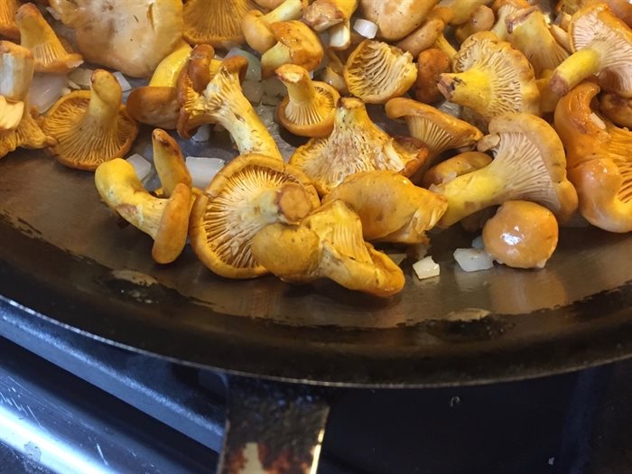 Sizzling wild mushrooms are a mouthwatering treat