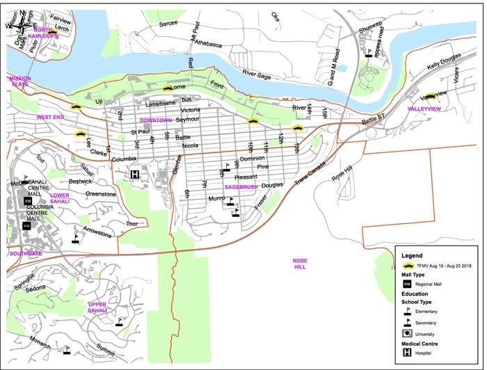 Reported thefts from vehicles in the downtown and Lower Sahali area of Kamloops from Aug. 19 to 25, 2019. 