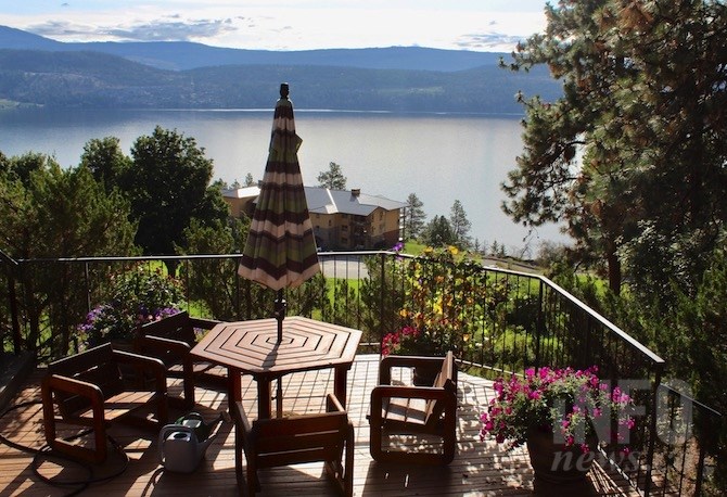 The view from one of Rod McKeen's two balconies shows why so many people want to live at, or stay at, Lake Okanagan Resort.
