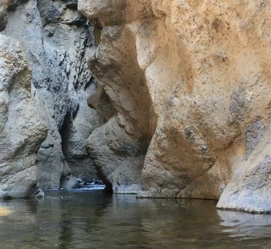 The canyon walls have been formed by countless years of the erosion from the Tranquille River.