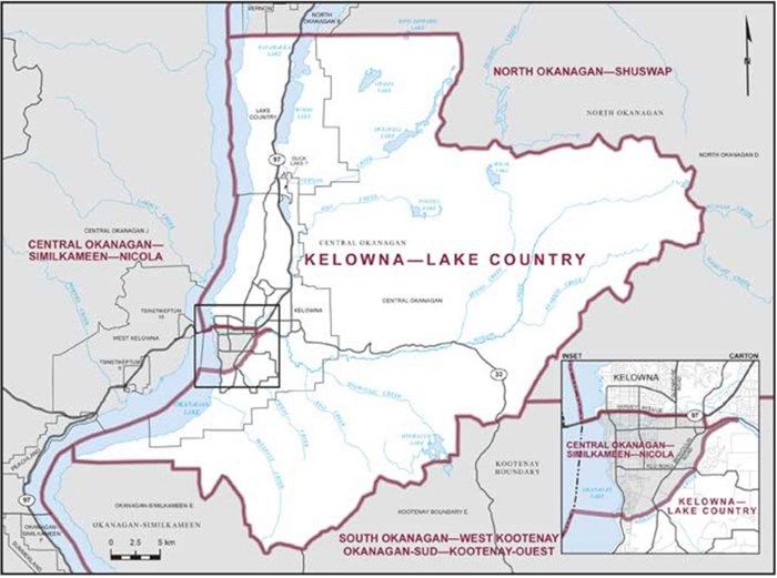 Kelowna Lake Country's boundary Consists of those parts of the Regional District of Central Okanagan comprised of:

    (a) Subdivision Central Okanagan;
    (b) the District Municipality of Lake Country;
    (c) Duck Lake Indian Reserve No. 7; and
    (d) the City of Kelowna, excepting that part described as follows: commencing at a point in Okanagan Lake located at the intersection of the westerly limit of said city with Highway No. 97; thence generally easterly along said highway and Harvey Avenue to Dilworth Drive; thence southerly along said drive to Springfield Road; thence generally easterly along said road to Ziprick Road; thence southerly along the southerly production of said road to the northerly bank of Mission Creek; thence generally southwesterly along said bank to the easterly shoreline of Okanagan Lake; thence due west across said lake to the westerly limit of said city; thence northerly along said limit to the point of commencement. 