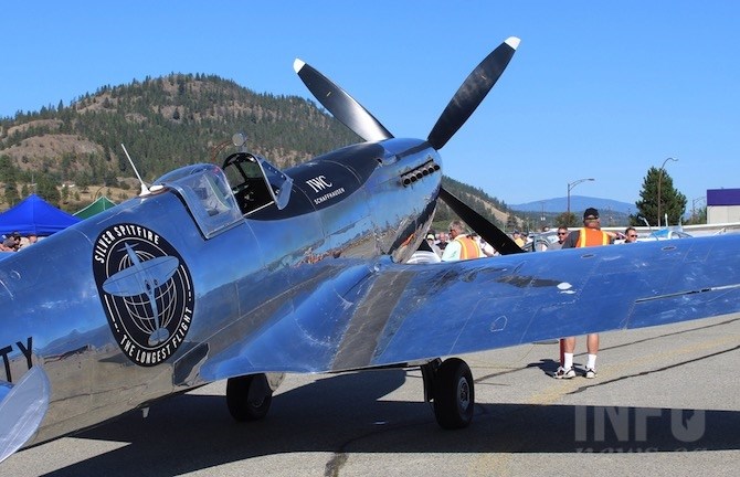 A Silver Spitfire making an around the world flight made a stop at the Kelowna airport, Thursday, Sept. 5, 2019.