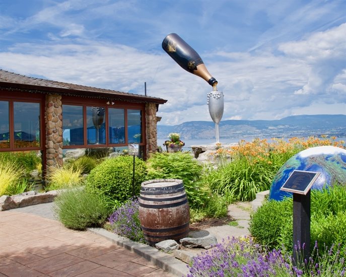 Summerhill Organic Pyramid Winery and Sunset Bistro offer beautiful views of Okanagan Lake